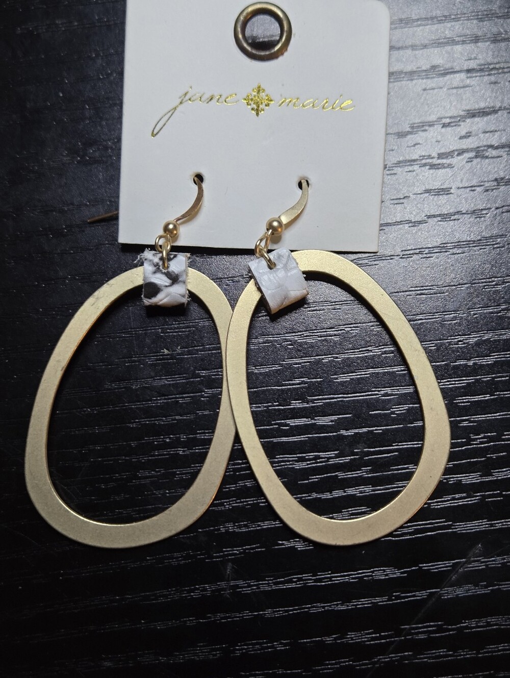 Jane Marie Gold Open Teardrop Earrings with White Accent